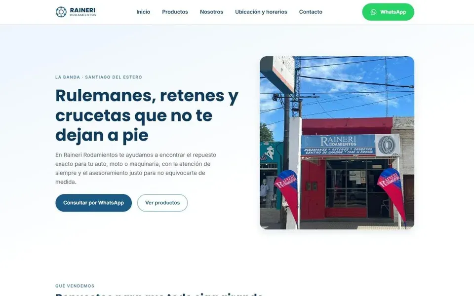 Sitio web de Raineri Rodamientos desarrollado por Ascendra
